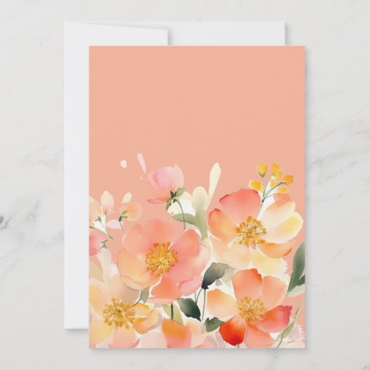 Moderne Aquarel Oranje Perzik Bloemen Bruiloft Save The Date (Achterkant)