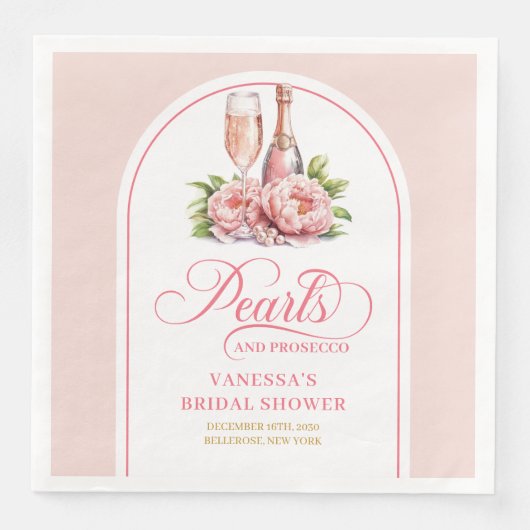 Moderne Aquarel Parels Bruidsfeest Servetten (Voorkant)