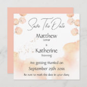 Moderne aquarel perzik Bewaar de datum bruiloft Save The Date (Voorkant / Achterkant)