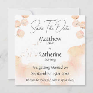 Moderne aquarel perzik Bewaar de datum bruiloft Save The Date