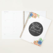 Moderne Aquarel Perzik en Blauwe Bloemige Bruiloft Planner (Display)