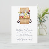 Moderne Aquarel Picknickmand Bruidsdouche Kaart (Staand voorkant)