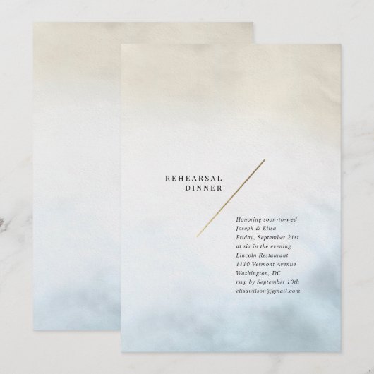 Moderne Aquarel Proefavond Diner Kaart (Voorkant / Achterkant)