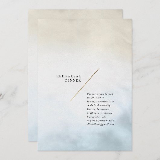 Moderne Aquarel Proefbruiloftsdiner Kaart (Voorkant / Achterkant)