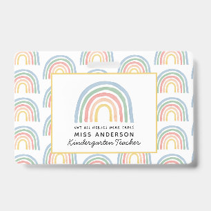 Moderne aquarel regenboog leraar bedank cadeau b badge