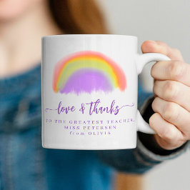Moderne aquarel regenboog leraar bedankt  koffiemok