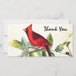 Moderne Aquarel Rode Kardinaal Rouwkaart Bedankt