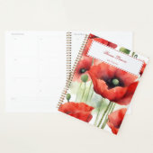 Moderne Aquarel Rode Klaprozen Planner (Display)