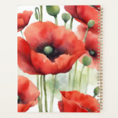 Moderne Aquarel Rode Klaprozen Planner (Achterkant)