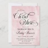 Moderne Aquarel Roze  Cloud Nine Baby Shower Kaart (Voorkant)