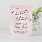 Moderne Aquarel Roze  Cloud Nine Baby Shower Kaart (Staand voorkant)