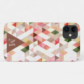 Moderne Aquarel Roze Groene Driehoek Monogram Case-Mate iPhone Case (Achterkant (horizontaal))