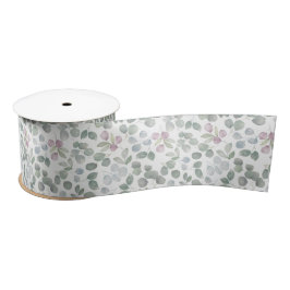 Moderne Aquarel Salie Groene Eucalyptus Satijnen Lint