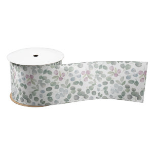 Moderne Aquarel Salie Groene Eucalyptus Satijnen Lint