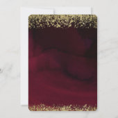 Moderne Aquarel Stemmig Maroon & Gouden Bruiloft Kaart (Achterkant)