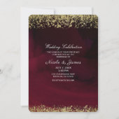Moderne Aquarel Stemmig Maroon & Gouden Bruiloft Kaart (Voorkant)