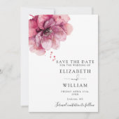 Moderne Aquarel Stof Roze Bloemige Foto Bruiloft Save The Date (Voorkant)