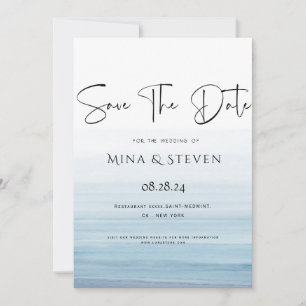 Moderne aquarel strand bruiloft save the date