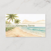 Moderne Aquarel Strand Vakantieverhuur QR Code Visitekaartje (Voorkant)
