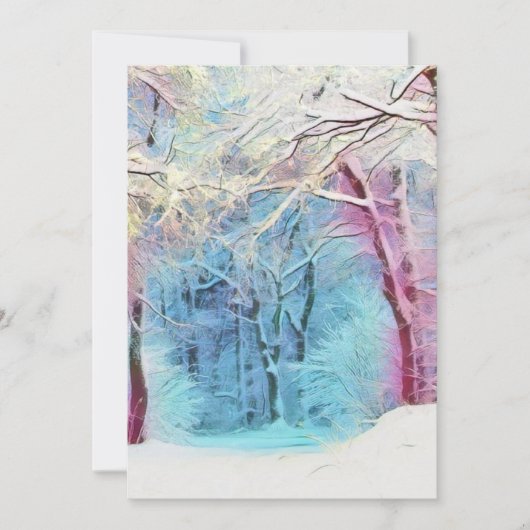 Moderne aquarel van gekleurde besneeuwde bomen kaart (Voorkant)