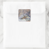 Moderne aquarel van gekleurde besneeuwde bomen vierkante sticker (Tas)