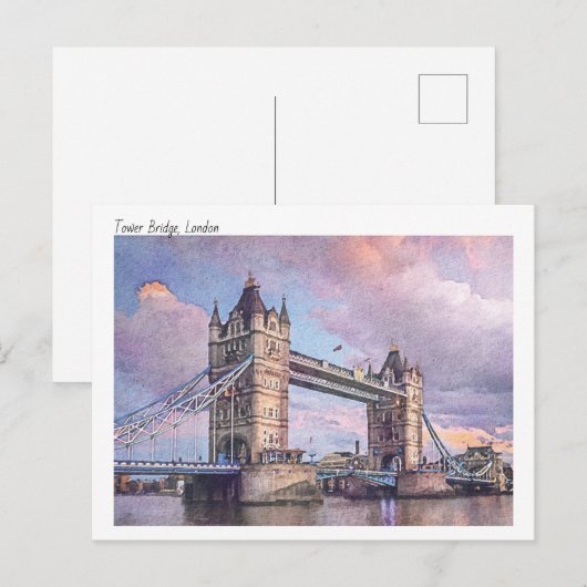 Moderne aquarel van Tower Bridge, Londen Briefkaart (Voorkant / Achterkant)