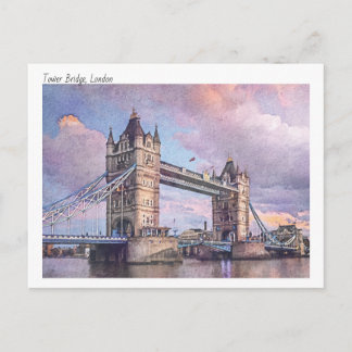 Moderne aquarel van Tower Bridge, Londen Briefkaart