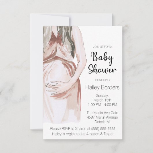Moderne Aquarel Verwachtende Moeder Baby Shower Kaart (Voorkant)