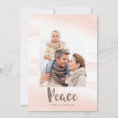 Moderne Aquarel Wash PEACE Fotokaart | Blush Feestdagenkaart (Voorkant)