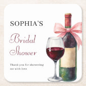 Moderne Aquarel Wijn Voor Bruiloft Bridal Shower Kartonnen Onderzetters (Voorkant)