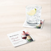 Moderne Aquarel Wijn Voor Trouwbeloften Bruidsmeis Kartonnen Onderzetters (Insitu)