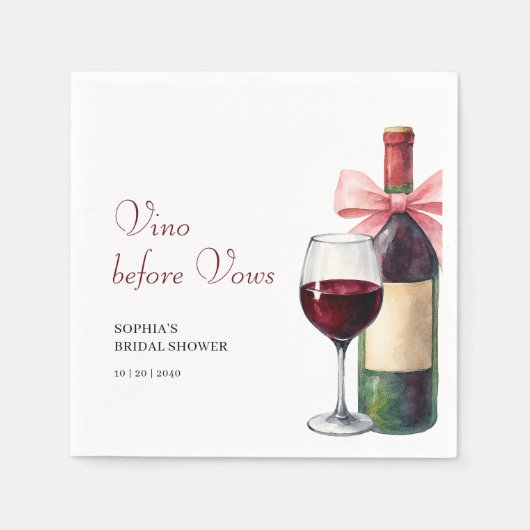 Moderne Aquarel Wijn Voor Trouwbeloften Bruidsmeis Servet (Voorkant)