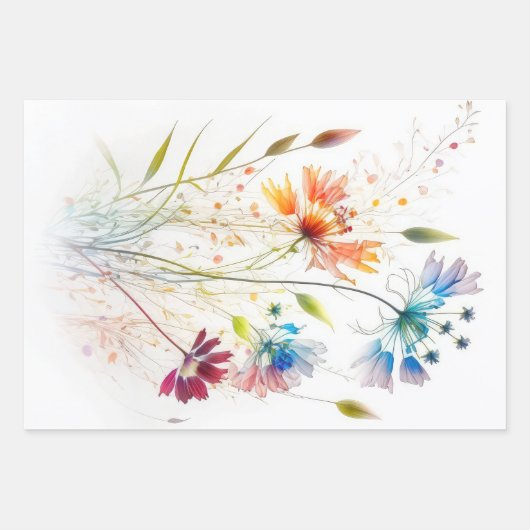 Moderne aquarel wilde bloemen inpakpapier vel (Voorkant 2)