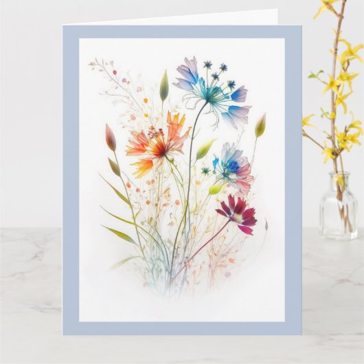 Moderne aquarel wilde bloemen kaart (Gele Bloem)
