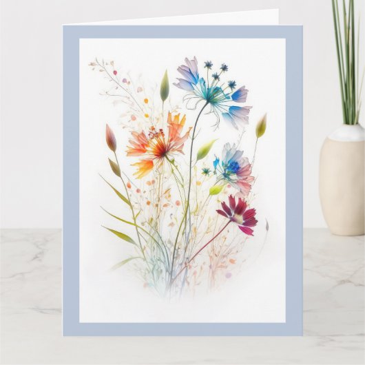 Moderne aquarel wilde bloemen kaart (Voorkant)