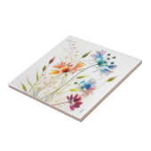 Moderne aquarel wilde bloemen tegeltje (Zijkant)