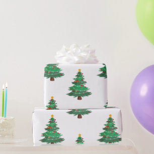 Moderne Aquarel Winter Den Groen Boom Kerstmis Cadeaupapier