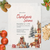 Moderne Aquarel Winter Rood Groen Kerstfeest Party Kaart