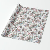 Moderne Aquarel Winterloof Kerstmis Cadeaupapier (Uitgerold)