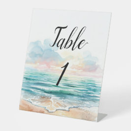 Moderne Aquarel Zee-Thema Tafelkaarten Reclamebord Met Voetstuk