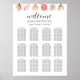 Moderne aquarel Zitplaatsen op het strand Poster