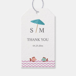 Moderne Aquarel Zomerstrand Cadeaulabel