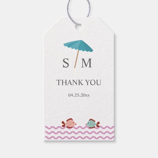 Moderne Aquarel Zomerstrand Cadeaulabel (Voorkant)