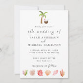 Moderne Aquarel Zomerstrand Kaart (Voorkant)