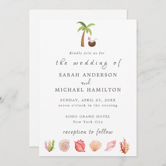 Moderne Aquarel Zomerstrand Kaart (Voorkant / Achterkant)