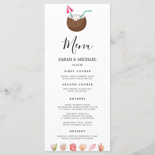 Moderne Aquarel Zomerstrand Menu (Voorkant)