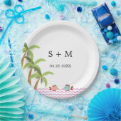 Moderne Aquarel Zomerstrand Papieren Bordje (Feest)