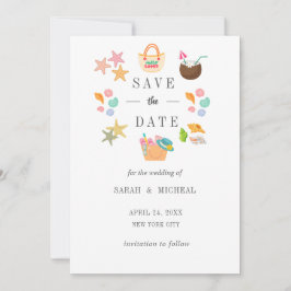 Moderne Aquarel Zomerstrand Save The Date