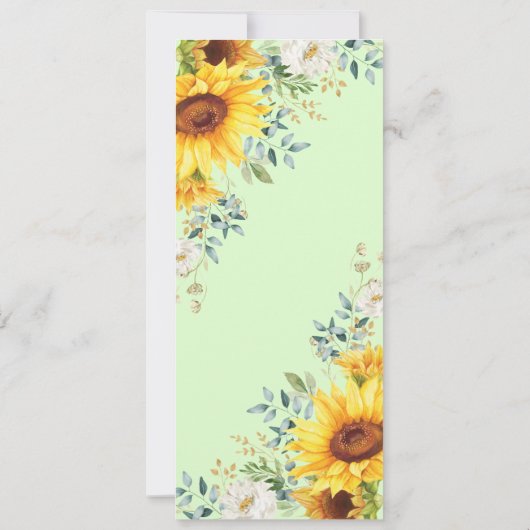Moderne Aquarel Zonnebloem Huwelijksmenu Kaart (Achterkant)