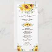 Moderne Aquarel Zonnebloem Huwelijksmenu Kaart (Voorkant)
